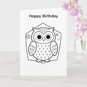 Conception de hibou de carte d'anniversaire à colo