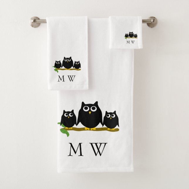 Conception de hiboux noirs Monogrammée (En situation)