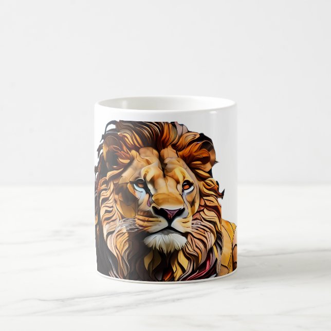 Conception de la Mug en verre de Lion en mosaïque (Centre)