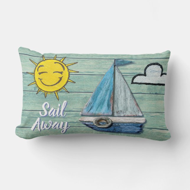 Conception de la plage de bois flotté coussin Yach (Recto)