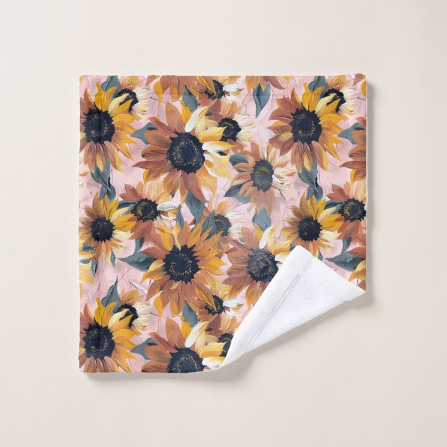 Conception de l'aquarelle de tournesol (Gant de toilette)
