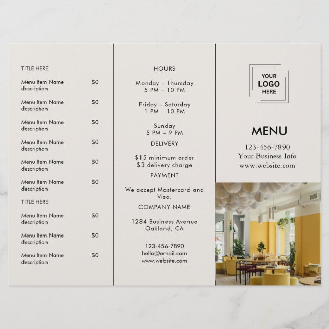 Conception de logo de menu à emporter pour le rest (Devant)