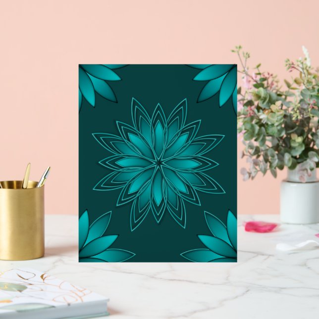 Conception de mandala à feuille de teal sur fond c (Mariage)