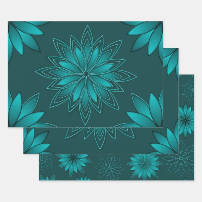 Conception de mandala à feuilles sarcelles sur fon (Lot)