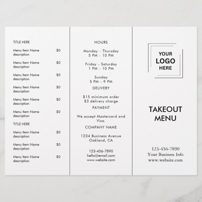 Conception de menu de catering pour logo de restau (Devant)
