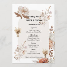 Conception de menu de mariage neutre rustique