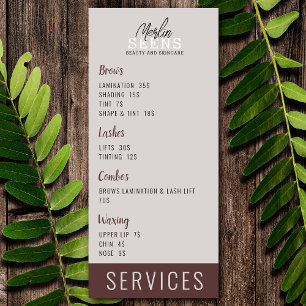 Conception de menu de traitement de salon de beaut