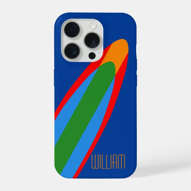 Conception de planche de surf bleue Coque iPhone 1 (Verso)