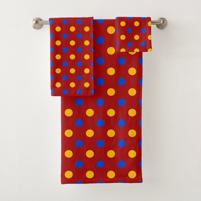 Conception de points polka rouges bleus jaunes  (En situation)