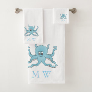 Conception de poulpe bleu monogrammé