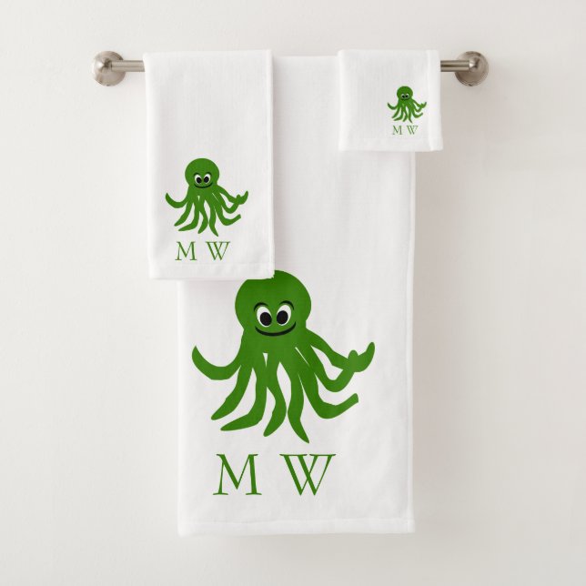 Conception de poulpe vert monogrammé (En situation)