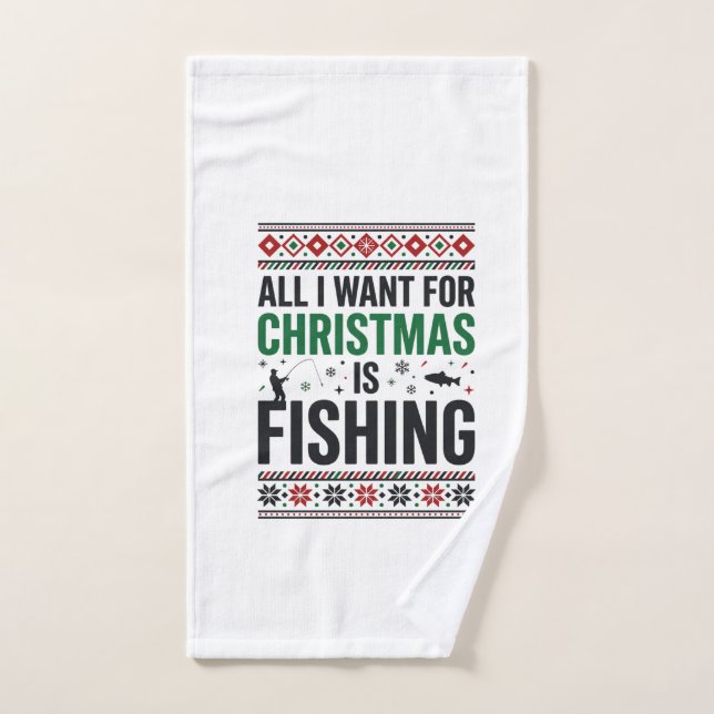 Conception de pull moche de pêche à Noël (Serviette à main)