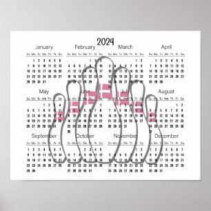 Conception de quilles Calendrier 2024 Affiche 