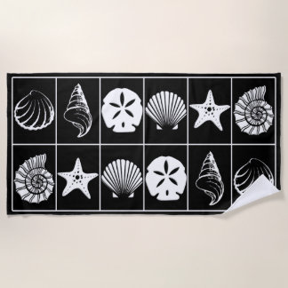 Conception de serviette de plage coquilles noir et