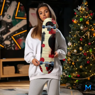 Conception de skateboard abstrait rouge et noir gr