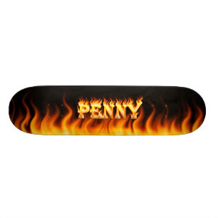 Conception de skateboard de Penny feu et flammes.