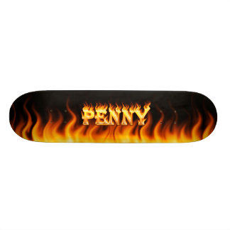 Conception de skateboard de Penny feu et flammes.