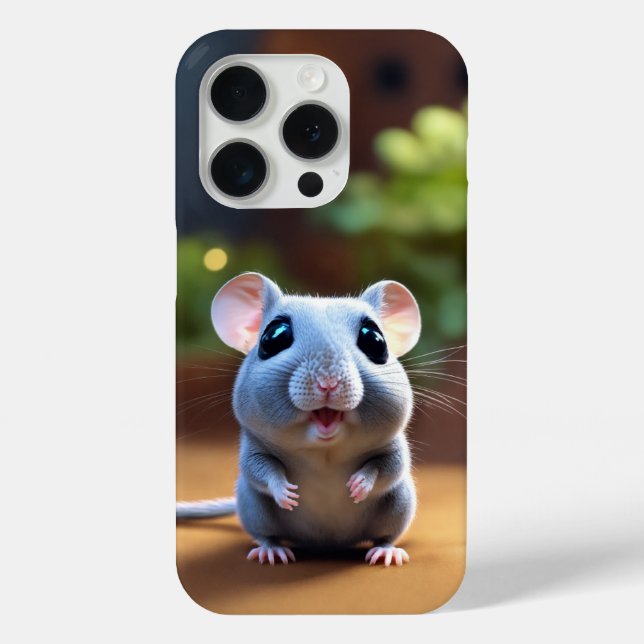 Conception de souris adorable iPhone 15 Pro Coque (Verso)