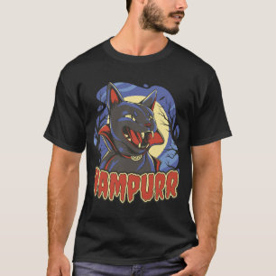 Conception de t-shirt animal chat noir vampire