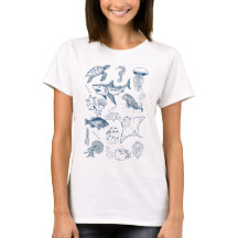 Conception de T-shirt d'animal marin tatoué vintag