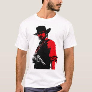 conception de T-shirt de cow-boy contour rouge
