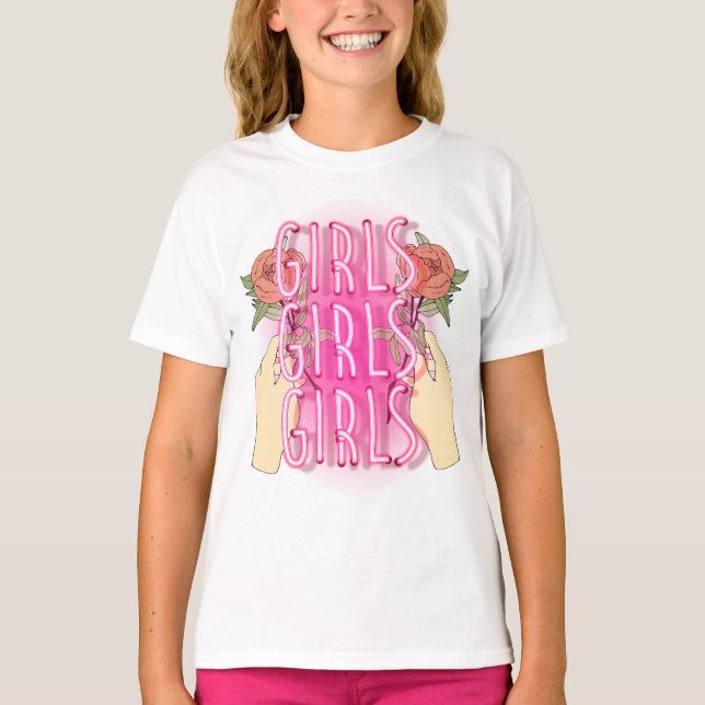conception de T-shirt de fleurs de filles (Devant)