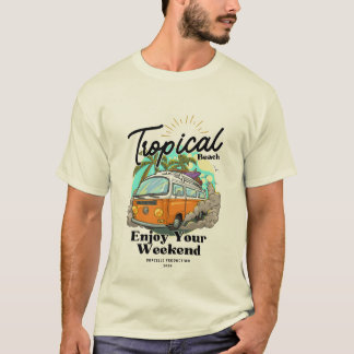 Conception de T-shirt de plage de voyage coloré