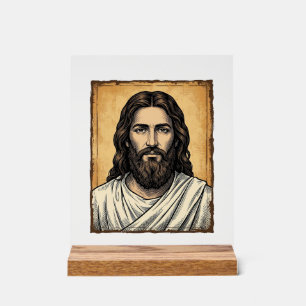 Conception de T-shirt de portrait religieux gravé