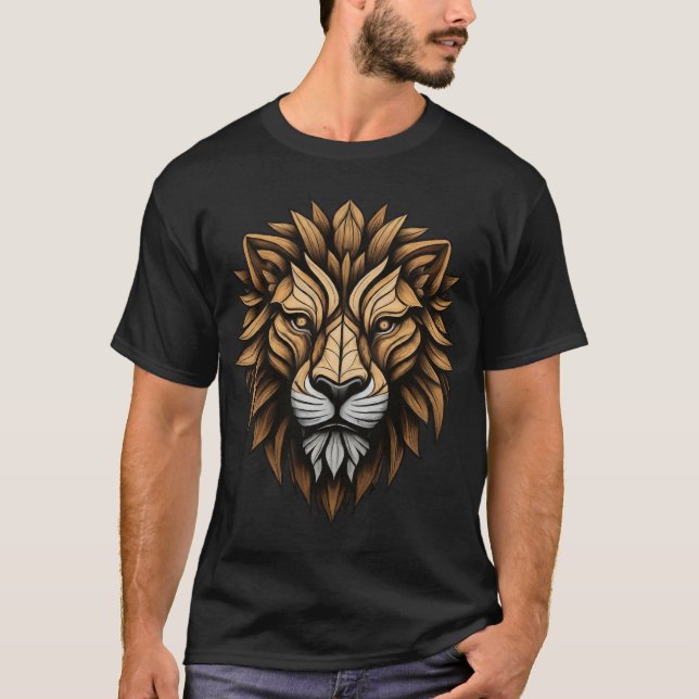 Conception de T-shirt Lion géométrique monochromat (Devant)