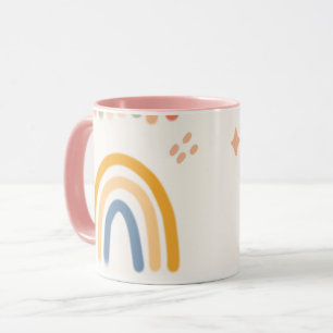 Conception de tasse doodle arc-en-ciel joyeuse
