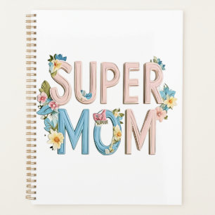 Conception de texte florale Super Maman