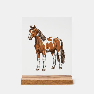 Conception de vecteur de cheval Pinto gravé antiqu