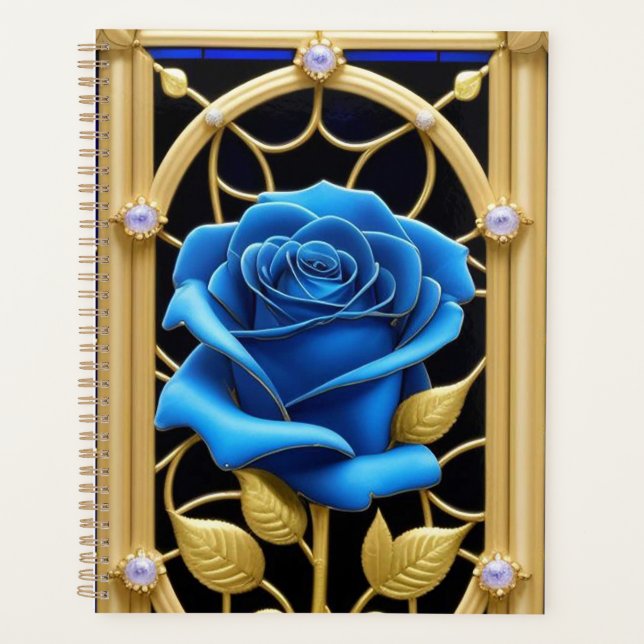Conception de vitrail Rose Bleue (Devant)