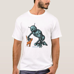 Conception drôle de T-shirt de robot et de chat