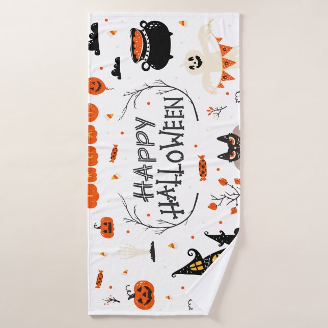 Conception d'un jeu Vintage d'éléments Halloween (Serviette de bain)