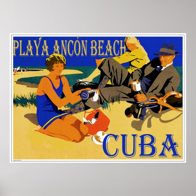 Conception d'une affiche vintage Playa Ancon Cuba (Devant)