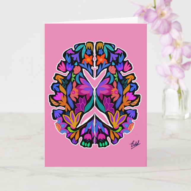 Conception florale du cerveau avec carte arrière - (Orchidée)
