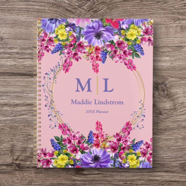 Conception florale du planificateur personnel (Personalize your Yearly Planning Journal. Great idea for a custom gift.)