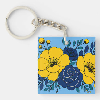 Conception florale élégante jaune et bleu marine