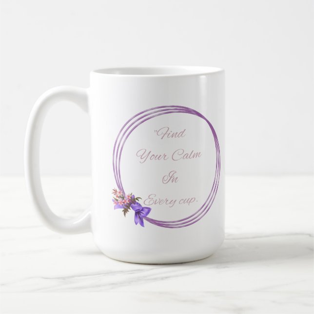 Conception florale et citation de tasse (Gauche)