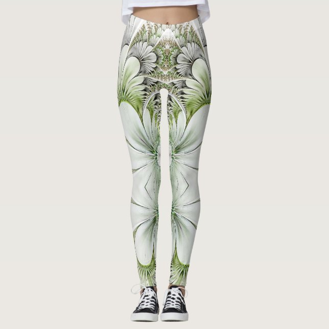 Conception florale verte et blanche Legging de (Devant)