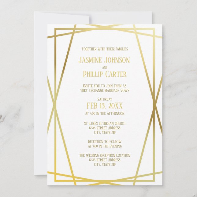 Conception mi-siècle - Invitation de mariage/récep (Devant)