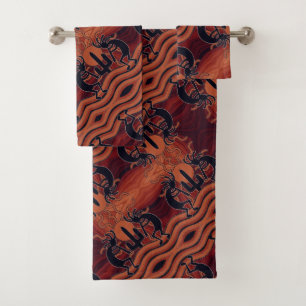 Conception motif orange et noir de Kokopelli de