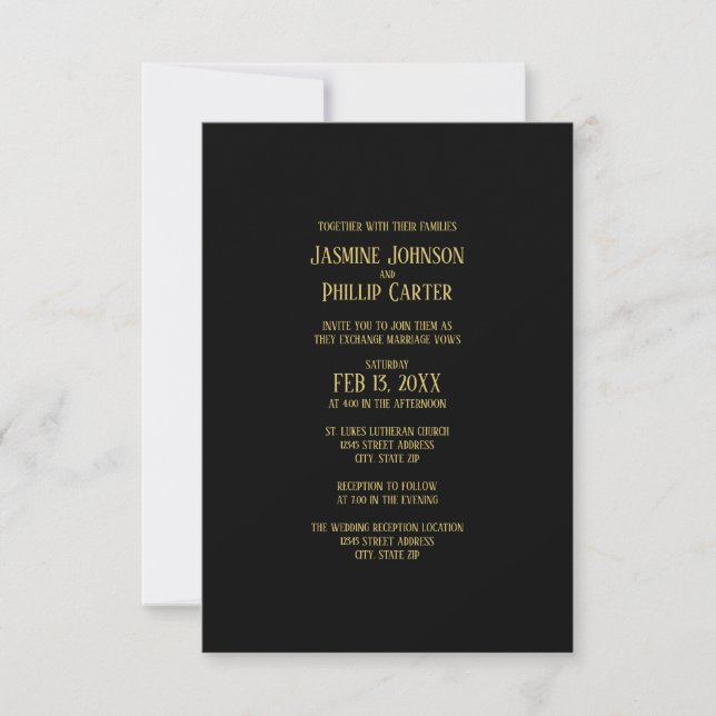 Conception simple B&G - Invitation de mariage/réce (Devant)