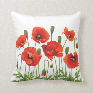 Conception ukrainienne de coussin rouge de pavots