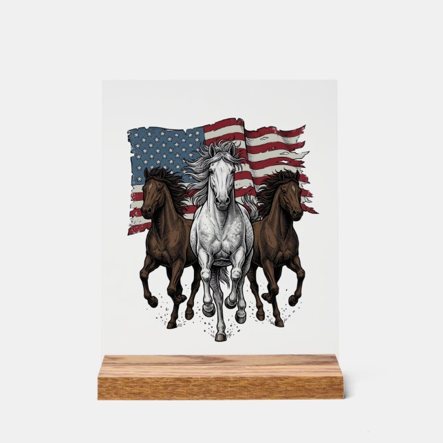 Conception vectorielle de chevaux courant patrioti (Recto)