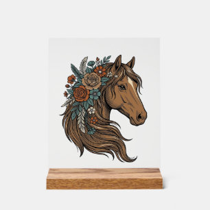 Conception vectorielle de tête de cheval floral vi