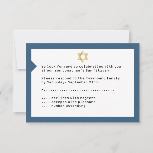 Concert Ticket Bar Mitzvah RSVP Répondre Marine Bl (Devant)