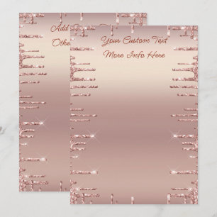 Concevez vos propres menus pailletés en or rose ex