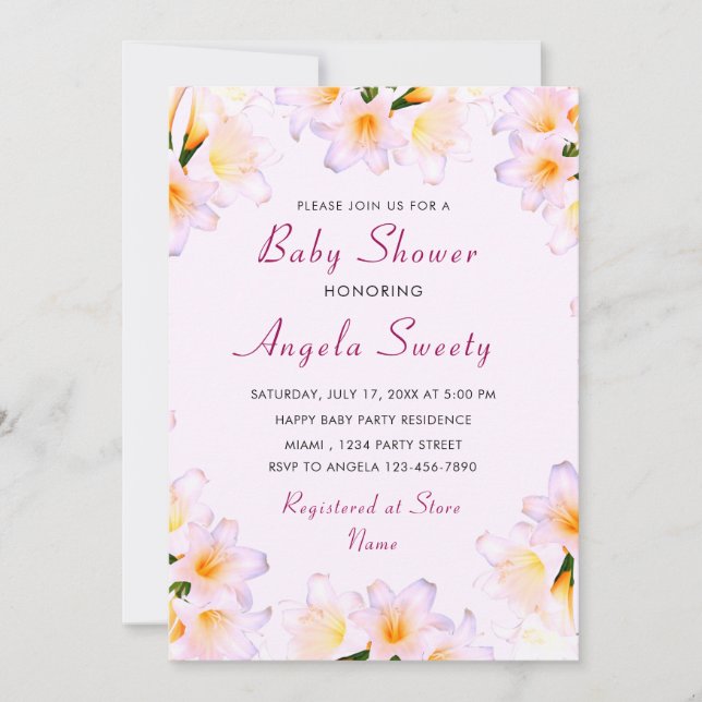 Concevez votre propre Lys Baby shower Invitation (Devant)